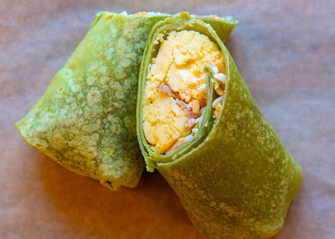 Bacon, Egg and Cheddar Spinach Wrap