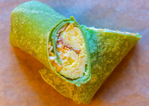 Bacon, Egg and Cheddar Spinach Wrap